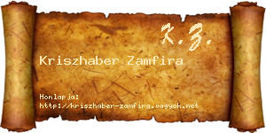 Kriszhaber Zamfira névjegykártya